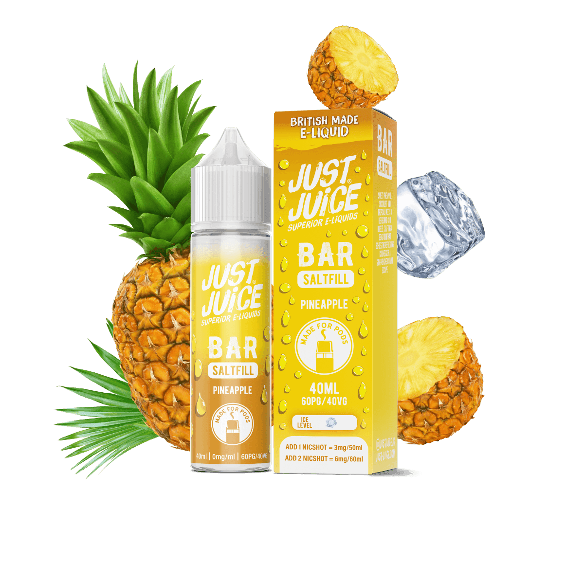 PINEAPPLE - 40ML BAR SALTFILL E-LIQUID BY JUST JUICE - Vapeslough