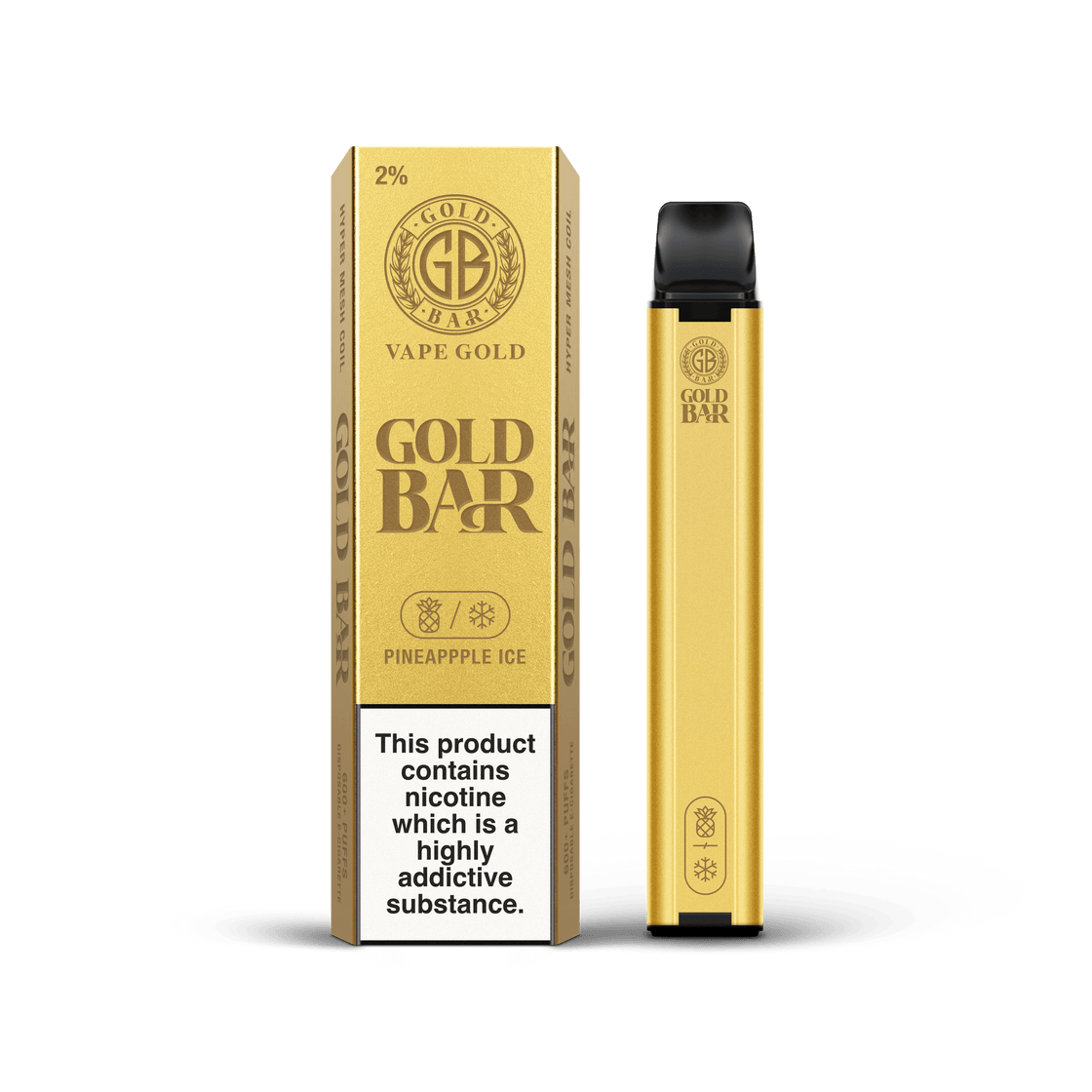 PINEAPPLE ICE 2%(20MG) DISPOSABLE VAPE BY GOLD BAR - Vapeslough