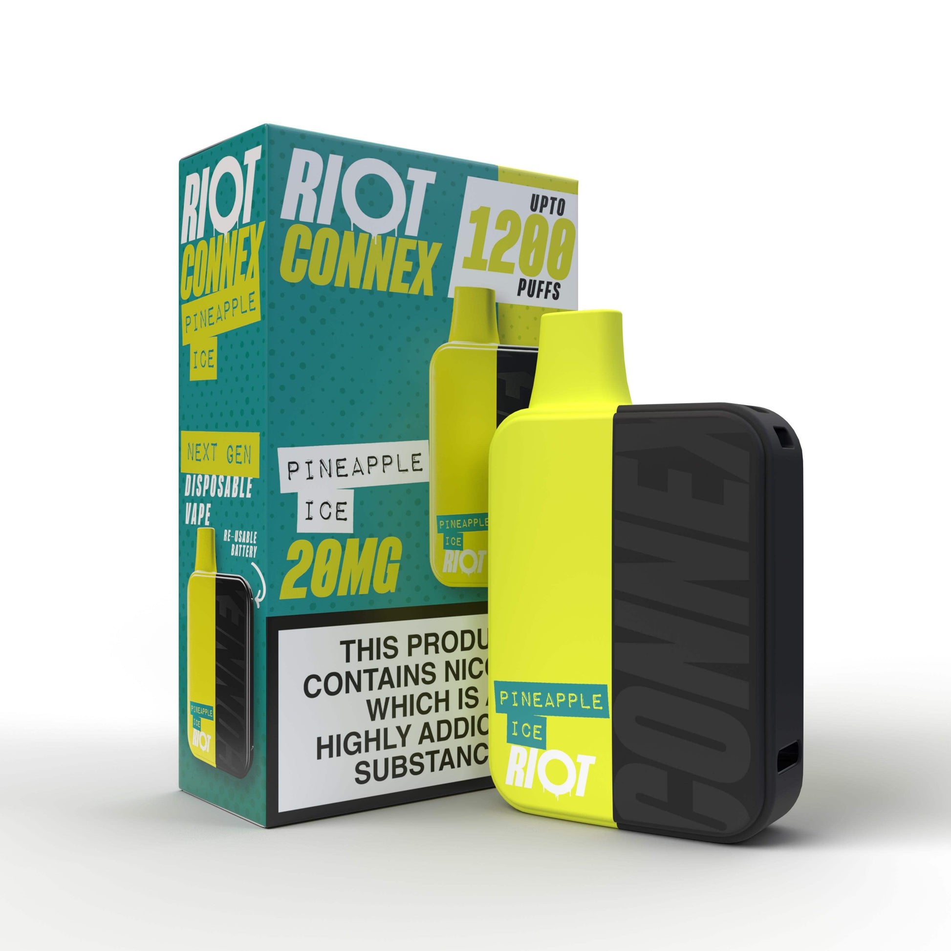 PINEAPPLE ICE - RIOT CONNEX - DISPOSABLE POD SYSTEM KIT - 1200 PUFFS BY RIOT SQUAD - Vapeslough