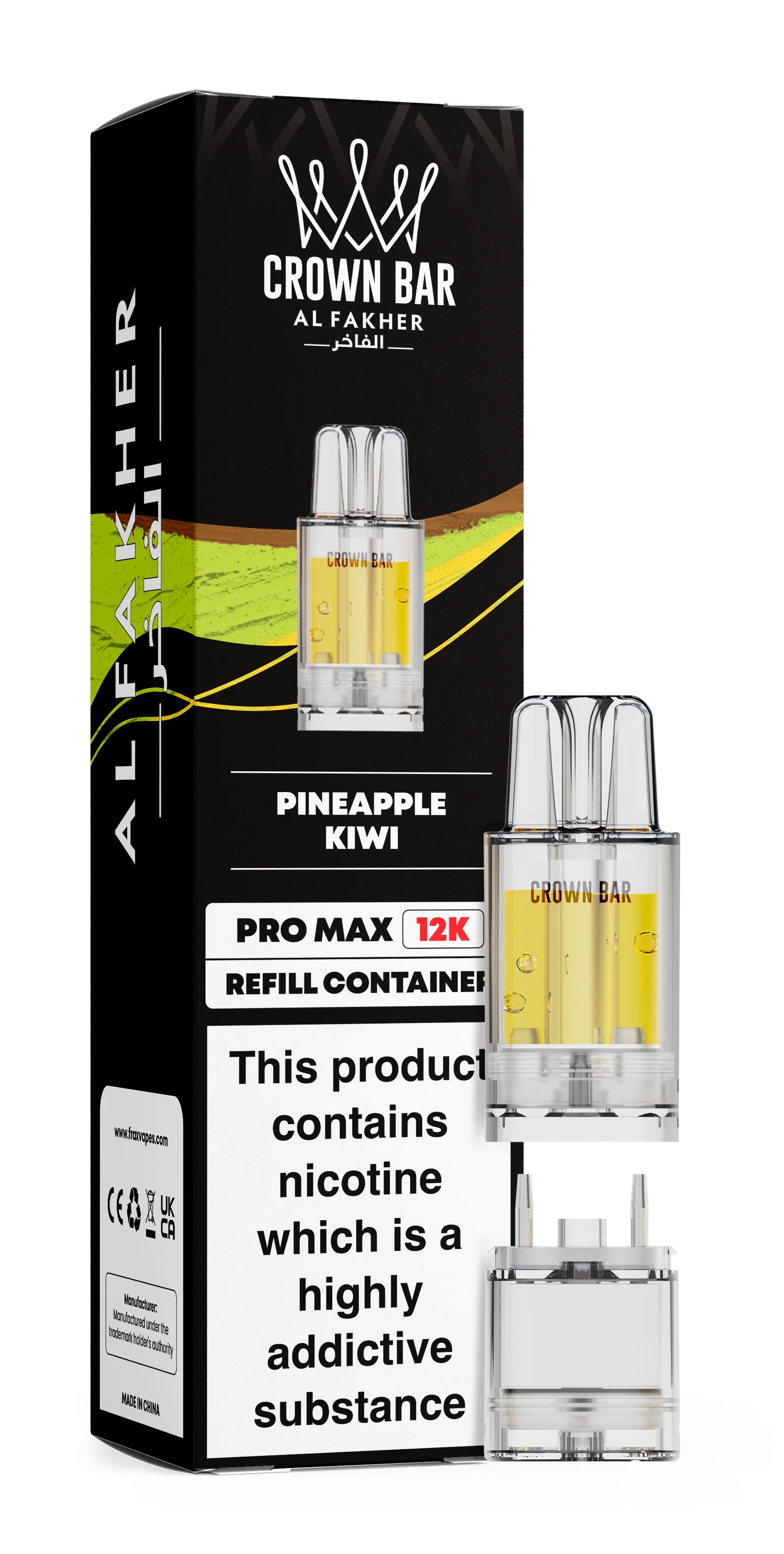 Pineapple Kiwi Al Fakher Crown Bar Pro Max 12K Refill Pod - Vapeslough