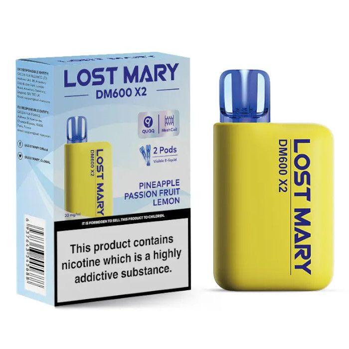 PINEAPPLE PASSION FRUIT LEMON - LOST MARY DM600 X2 DISPOSABLE VAPE BY LOST MARY - 2% (20MG) - Vapeslough