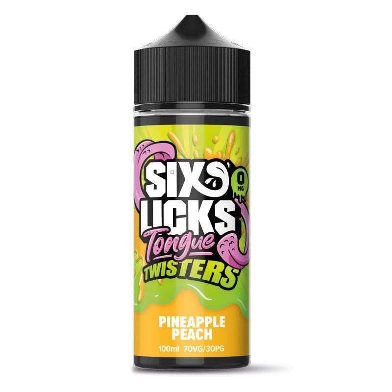 PINEAPPLE PEACH - 100ML SHORT FILL E-LIQUID BY SIX LICKS TONGUE TWISTERS - Vapeslough