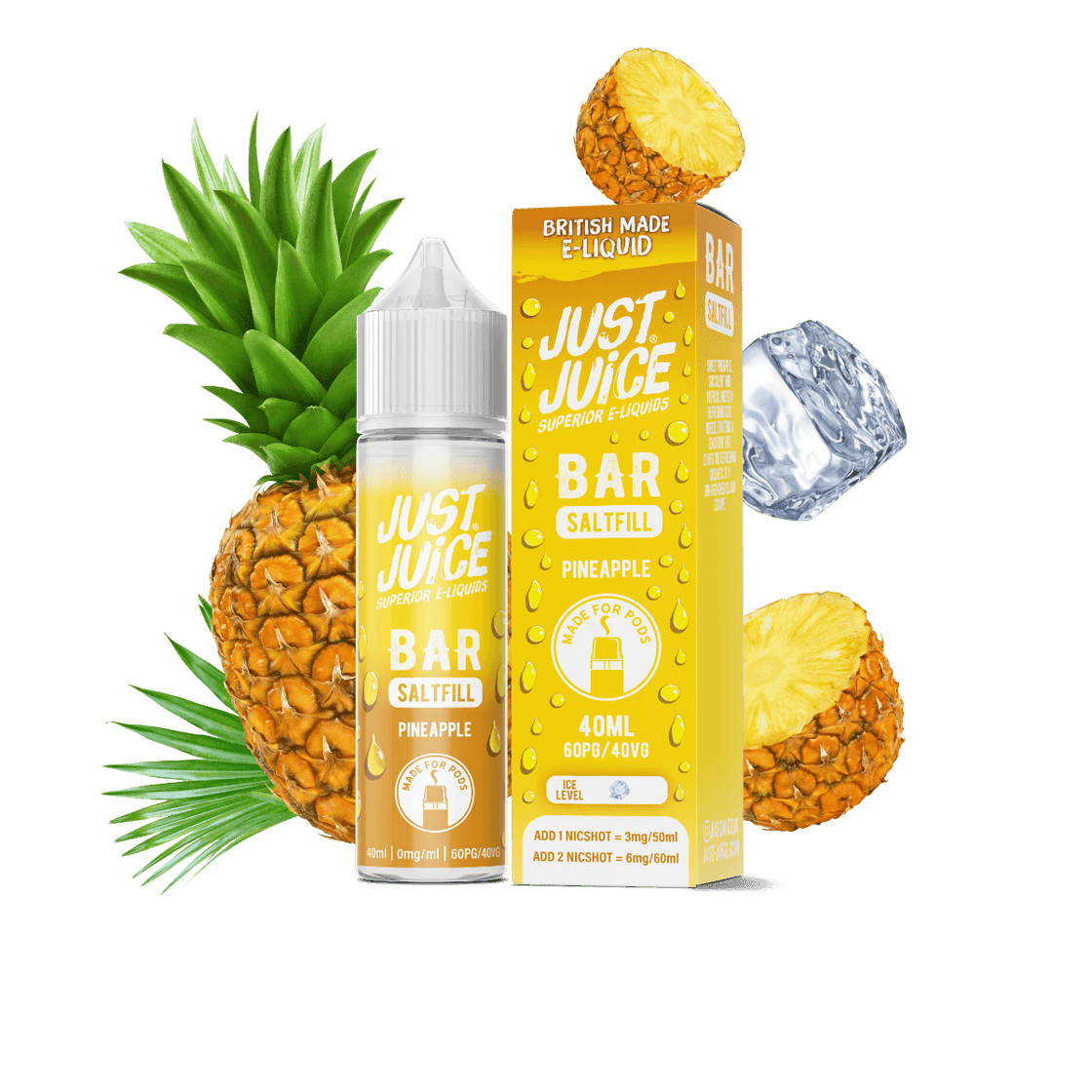 PINEAPPLE - 40ML BAR SALTFILL E-LIQUID BY JUST JUICE