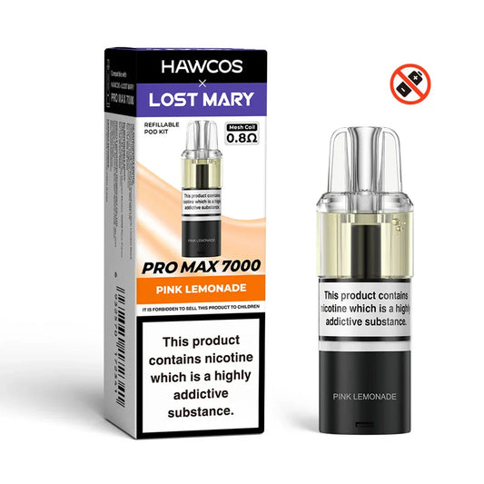 Pink Lemonade - Hawcos x Lost Mary Pro Max 7000 Prefilled Pod + Refill Container - Vapeslough