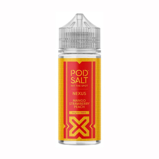 POD SALT NEXUS MANGO STRAWBERRY PEACH 100ML SHORTFILL E-LIQUID - Vapeslough