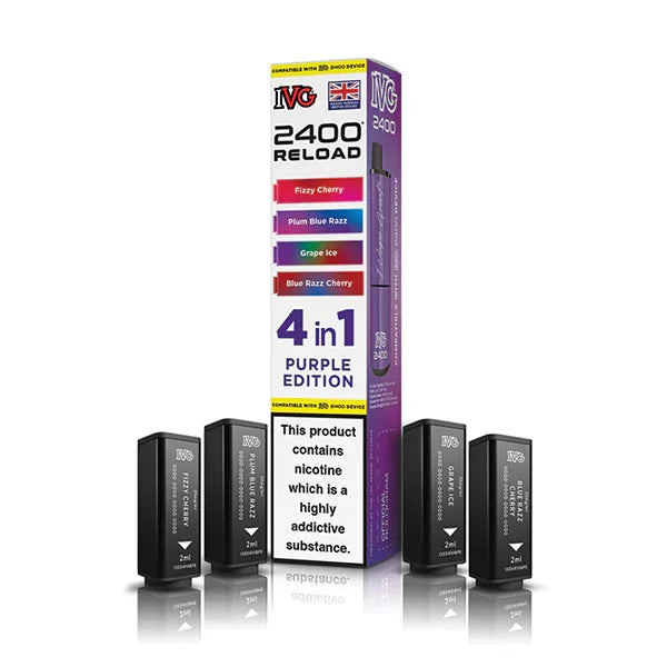 Purple Edition IVG 2400 Reload 4-in-1 Prefilled Pods - Vapeslough