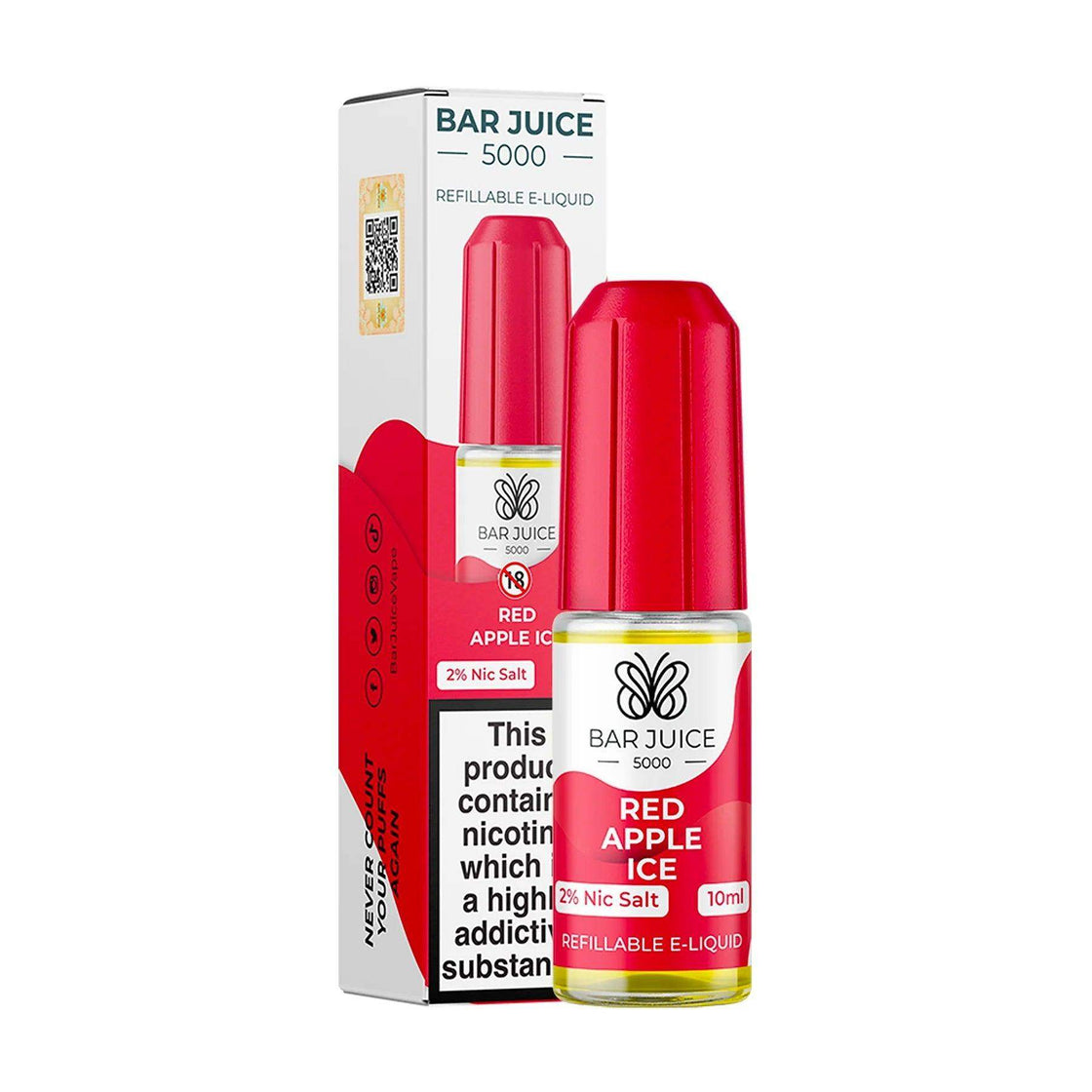 RED APPLE ICE 10ML E LIQUID NICOTINE SALT BY BAR JUICE 5000 - Vapeslough