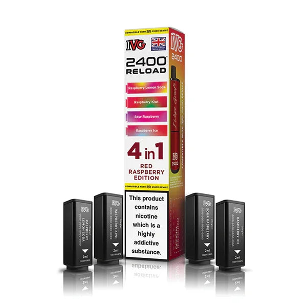 Red Raspberry Edition IVG 2400 Reload 4-in-1 Prefilled Pods - Vapeslough