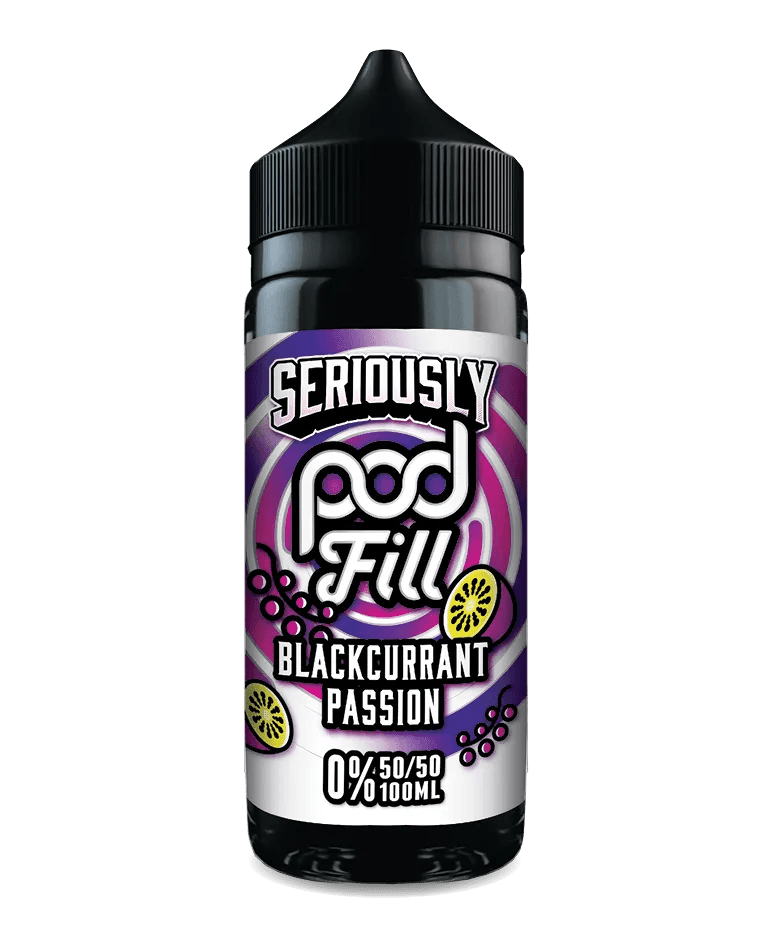 SERIOUSLY POD FILL - BLACKCURRANT PASSION 100ML SHORT FILL - 50/50PG/VG E-LIQUID BY DOOZY - Vapeslough