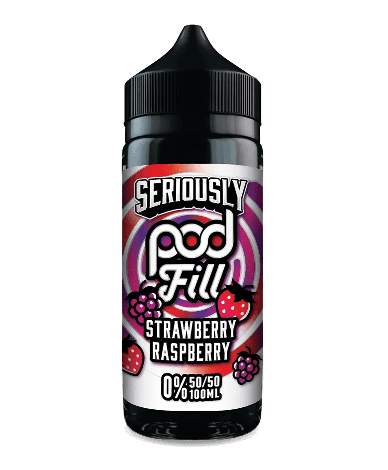 SERIOUSLY POD FILL - STRAWBERRY RASPBERRY 100ML SHORT FILL - 50/50PG/VG E-LIQUID BY DOOZY - Vapeslough