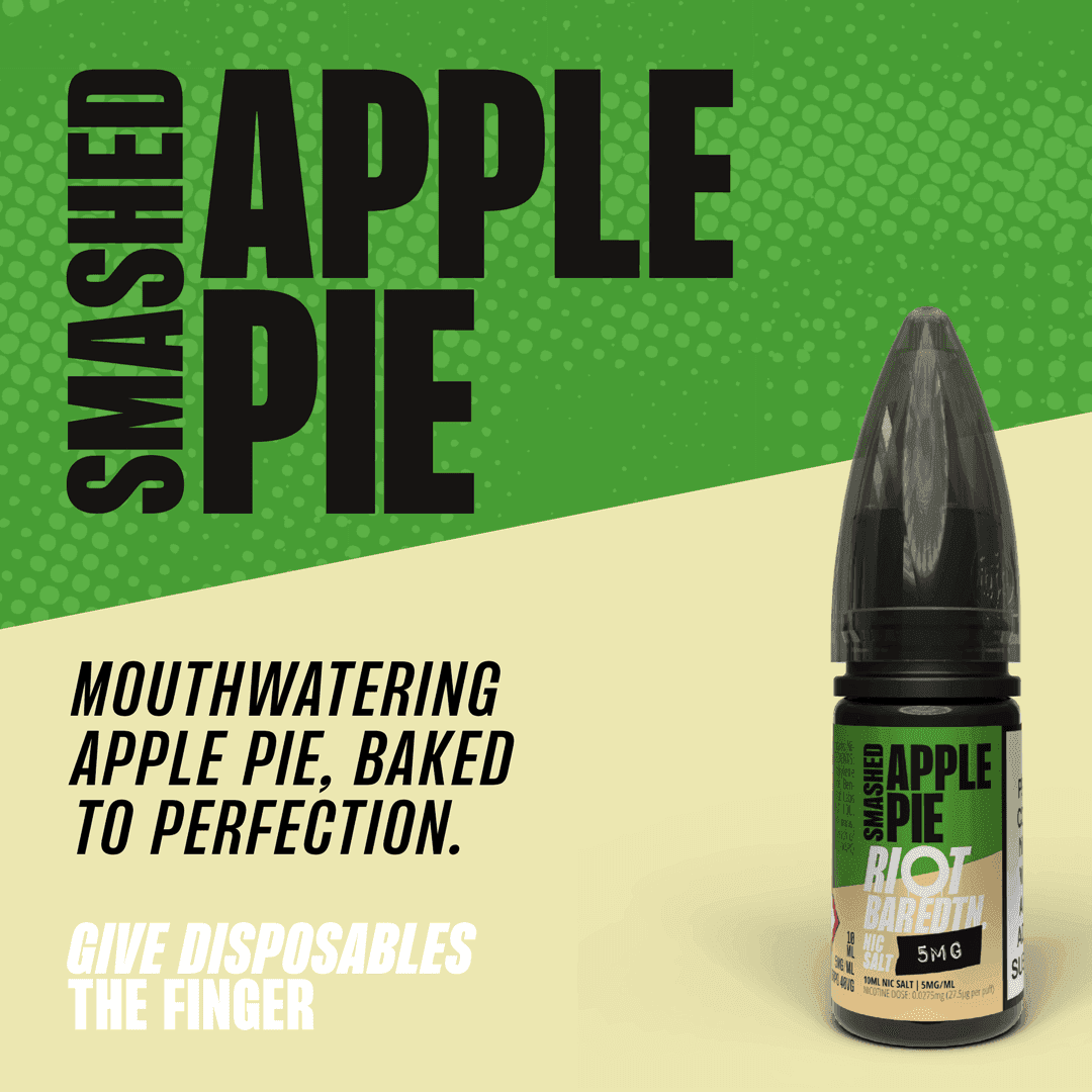 SMASHED APPLE PIE - BAR EDTN - 10ML NIC SALT E-LIQUID - 5MG | 10MG | 20MG BY RIOT SQUAD - Vapeslough