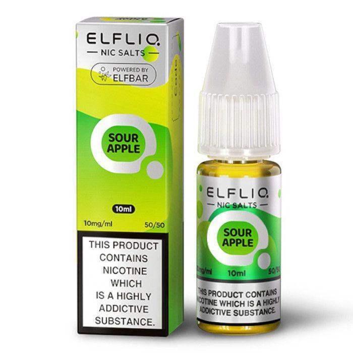 SOUR APPLE 10ML E LIQUID NICOTINE SALT BY ELFLIQ - ELFBAR - Vapeslough