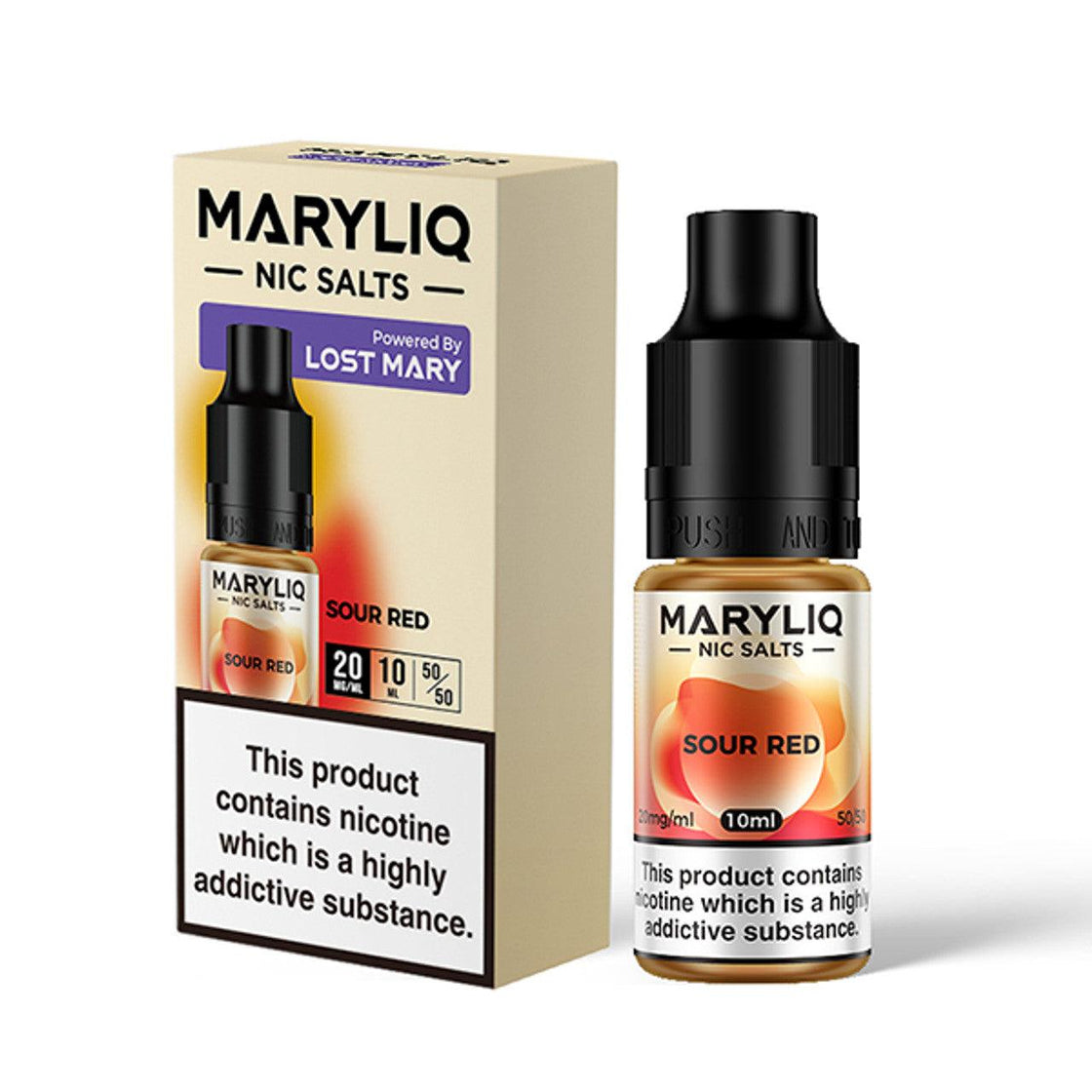 SOUR RED 10ML E-LIQUID NICOTINE SALT BY MARYLIQ - LOST MARY - Vapeslough