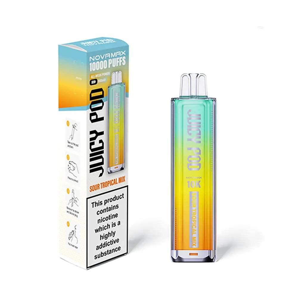 SOUR TROPICAL MIX - JUICY POD NOVAMAX 10K PRE-FILLED VAPE KIT - Vapeslough