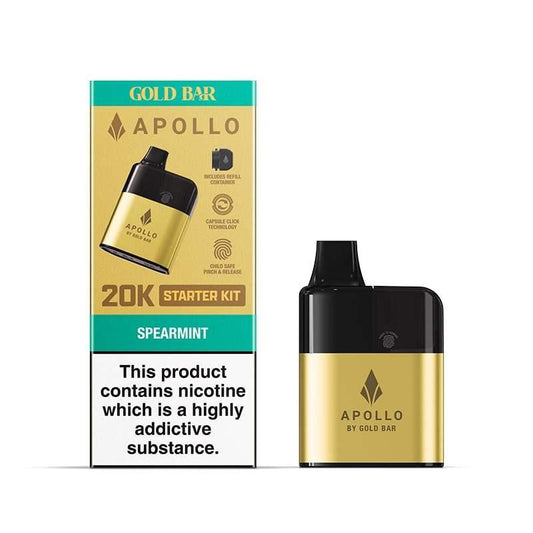 SPEARMINT - GOLD BAR APOLLO PRE FILLED POD KIT 20MG (2%) - Vapeslough