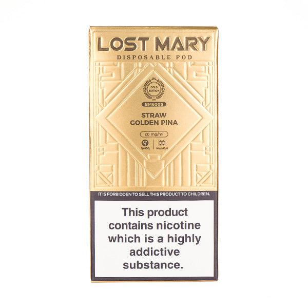 STRAW GOLDEN PINA - LOST MARY BM600S GOLD EDITION DISPOSABLE VAPE - Vapeslough