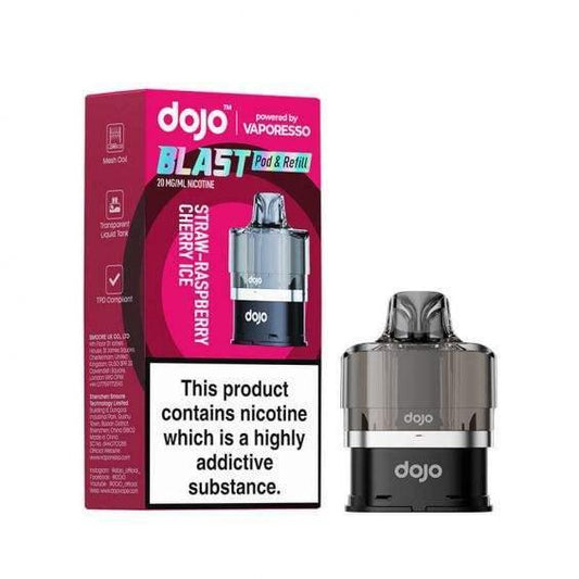 STRAW-RASPBERRY CHERRY ICE - VAPORESSO DOJO BLAST 6000 PRE-FILLED POD - Vapeslough