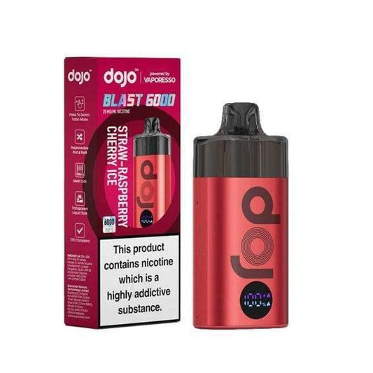 STRAW-RASPBERRY CHERRY ICE - VAPORESSO DOJO BLAST 6000 PRE-FILLED VAPE KIT - Vapeslough