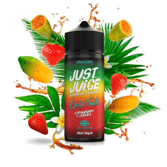 STRAWBERRY & CURUBA 100ML SHORT FILL E-LIQUID BY JUST JUICE - Vapeslough