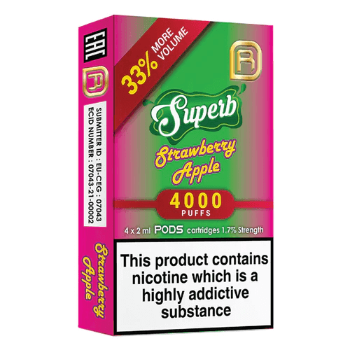 STRAWBERRY APPLE - VELVET NANOSTIX PODS - 4000 PUFFS - PACK OF 4 - Vapeslough