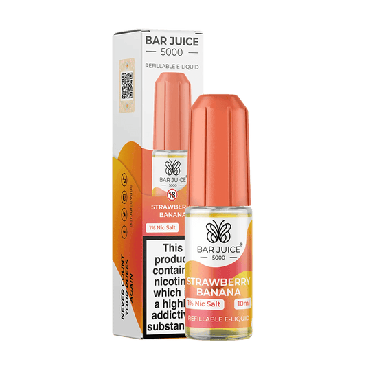 STRAWBERRY BANANA 10ML E LIQUID NICOTINE SALT BY BAR JUICE 5000 - Vapeslough