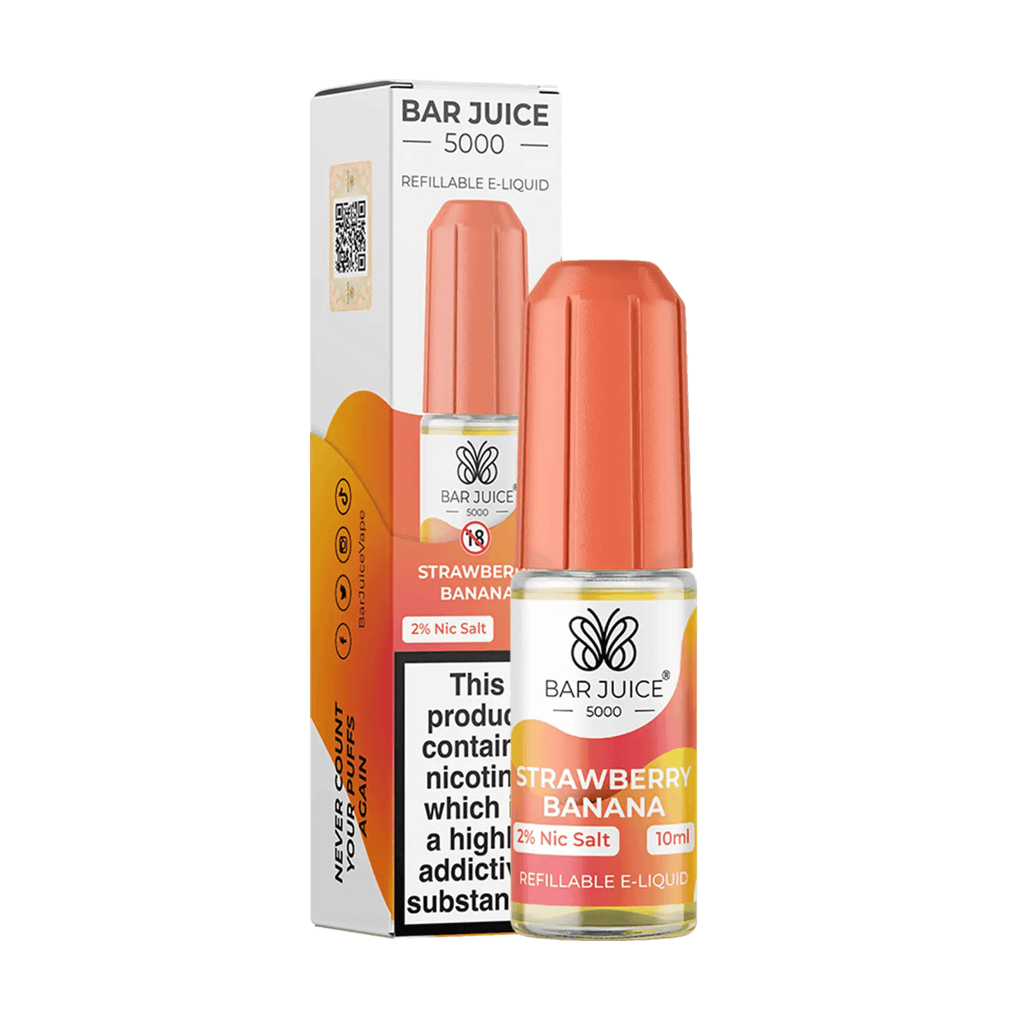 STRAWBERRY BANANA 10ML E LIQUID NICOTINE SALT BY BAR JUICE 5000 - Vapeslough