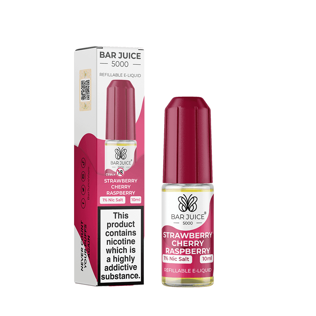 STRAWBERRY CHERRY RASPBERRY 10ML E LIQUID NICOTINE SALT BY BAR JUICE 5000 - Vapeslough