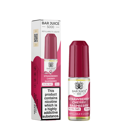 STRAWBERRY CHERRY RASPBERRY 10ML E LIQUID NICOTINE SALT BY BAR JUICE 5000 - Vapeslough