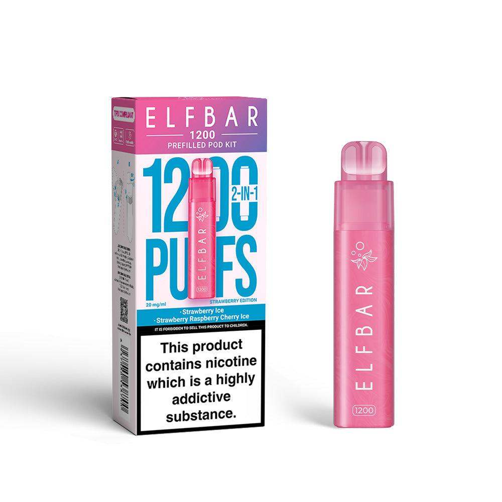 STRAWBERRY EDITION - ELF BAR 1200 DISPOSABLE VAPE BY ELF BAR - 2% (20MG) - Vapeslough