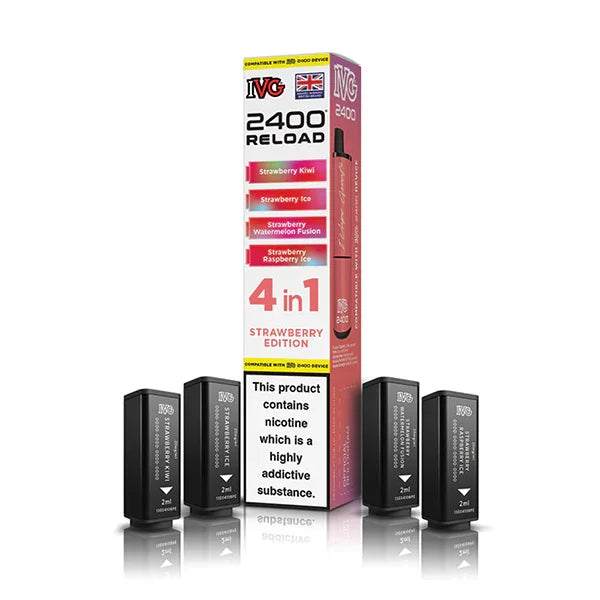 Strawberry Edition IVG 2400 Reload 4-in-1 Prefilled Pods - Vapeslough
