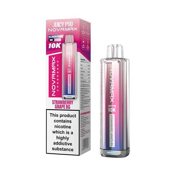 STRAWBERRY GRAPE BG - JUICY POD NOVAMAX 10K PRE-FILLED VAPE KIT - Vapeslough