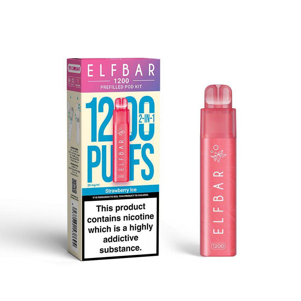 STRAWBERRY ICE - ELF BAR 1200 DISPOSABLE VAPE BY ELF BAR - 2% (20MG) - Vapeslough