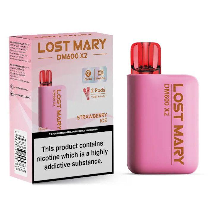 STRAWBERRY ICE - LOST MARY DM600 X2 DISPOSABLE VAPE BY LOST MARY - 2% (20MG) - Vapeslough
