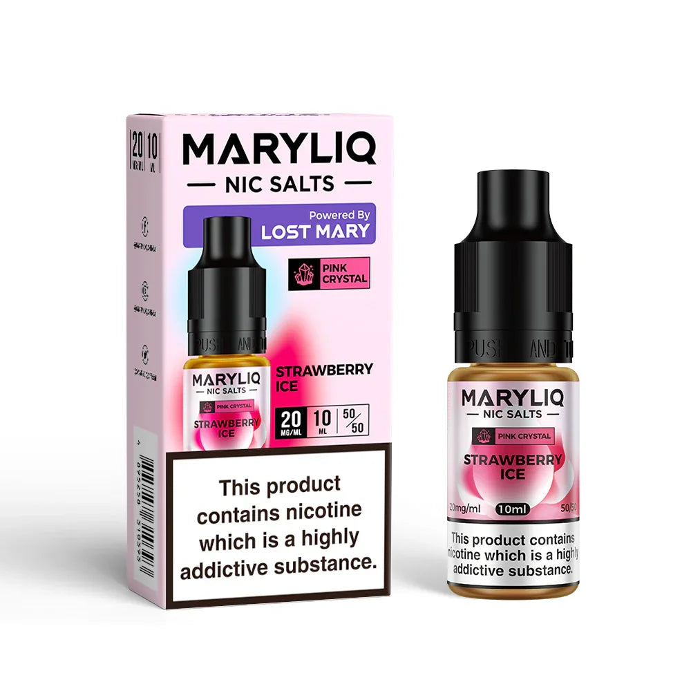 STRAWBERRY ICE PINK CRYSTAL 10ML E-LIQUID NICOTINE SALT BY MARYLIQ - LOST MARY - Vapeslough