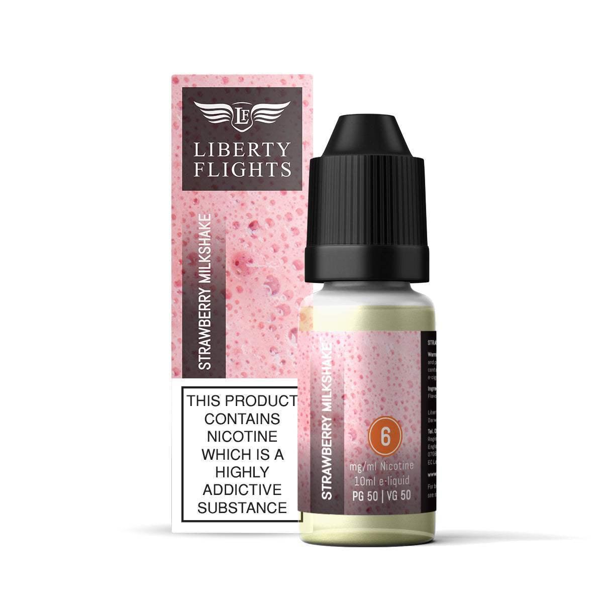 STRAWBERRY MILKSHAKE - 10ML E-LIQUID 50VG|50PG BY LIBERTY FLIGHTS - 0MG|3MG|6MG|12MG|18MG - 1X|3X|4X|10X BOTTLES - Vapeslough