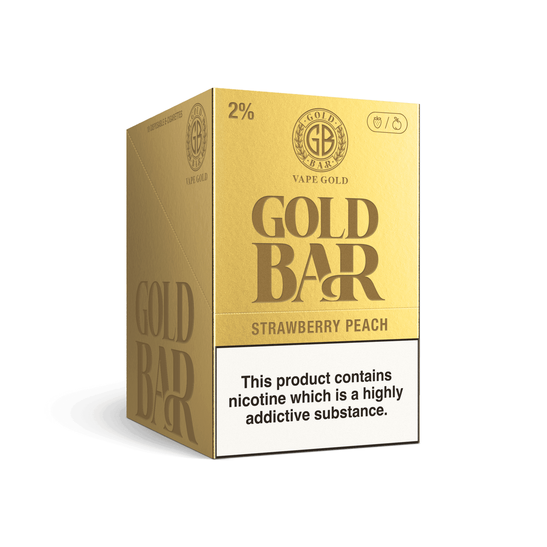 STRAWBERRY PEACH 2%(20MG) DISPOSABLE VAPE BY GOLD BAR - Vapeslough