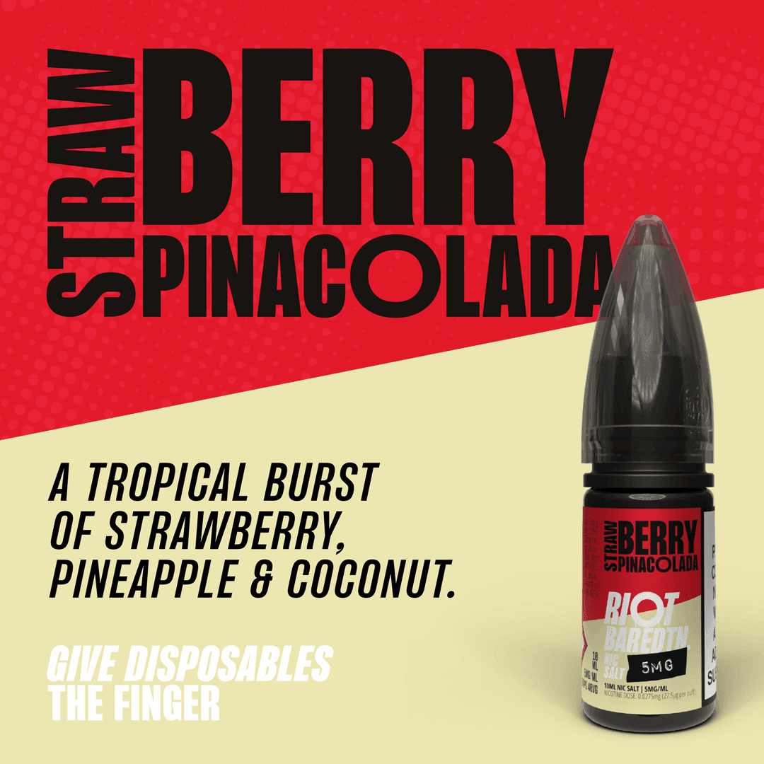 STRAWBERRY PINACOLADA - BAR EDTN - 10ML NIC SALT E-LIQUID - 5MG | 10MG | 20MG BY RIOT SQUAD - Vapeslough