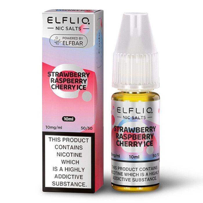 STRAWBERRY RASPBERRY CHERRY ICE 10ML E LIQUID NICOTINE SALT BY ELFLIQ - ELFBAR - Vapeslough