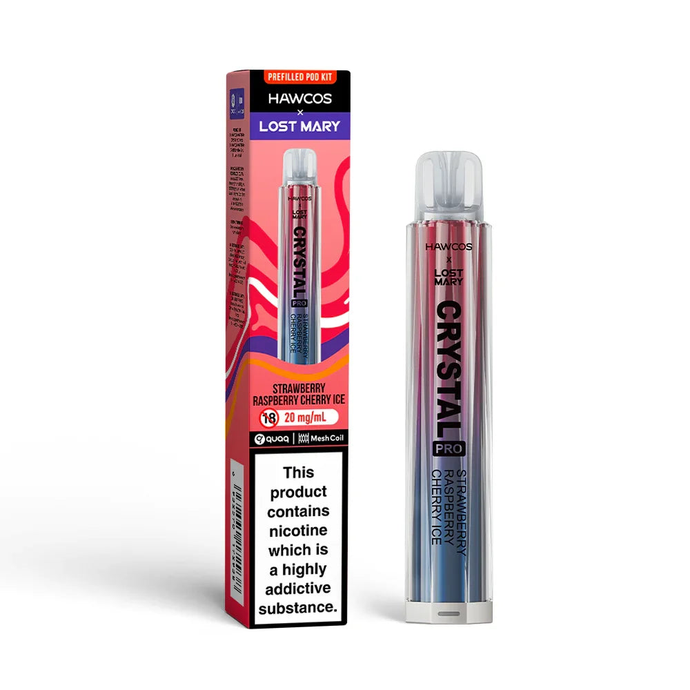 Strawberry Raspberry Cherry Ice Lost Mary x Hawcos Crystal Pro 600 - Vapeslough