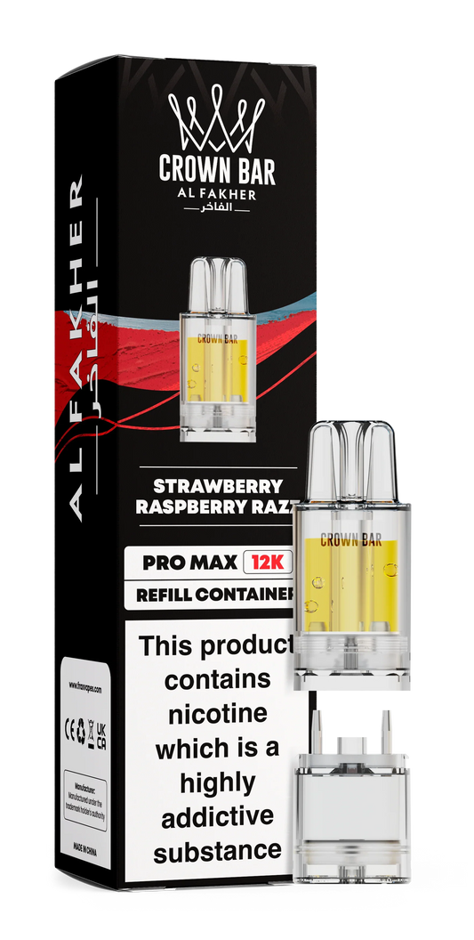 Strawberry Raspberry Razz Al Fakher Crown Bar Pro Max 12K Refill Pod - Vapeslough