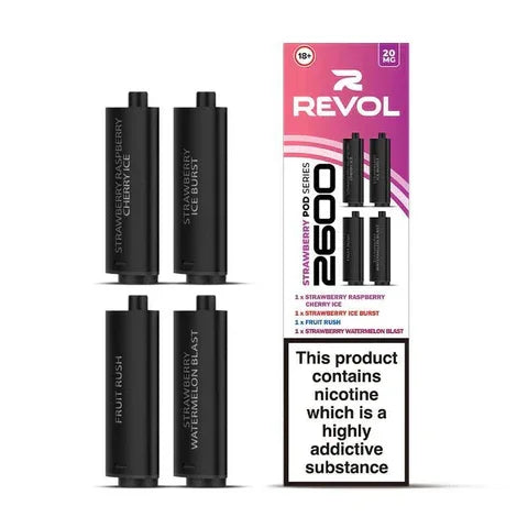Strawberry Series (Multi Flavour) 2600 Prefilled Pods (4 Pack) BY REVOL - Vapeslough