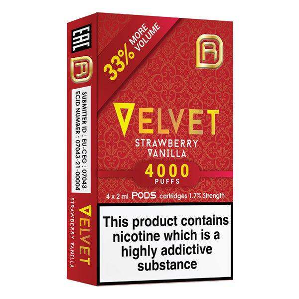 STRAWBERRY VANILLA - VELVET NANOSTIX PODS - 4000 PUFFS - PACK OF 4 - Vapeslough