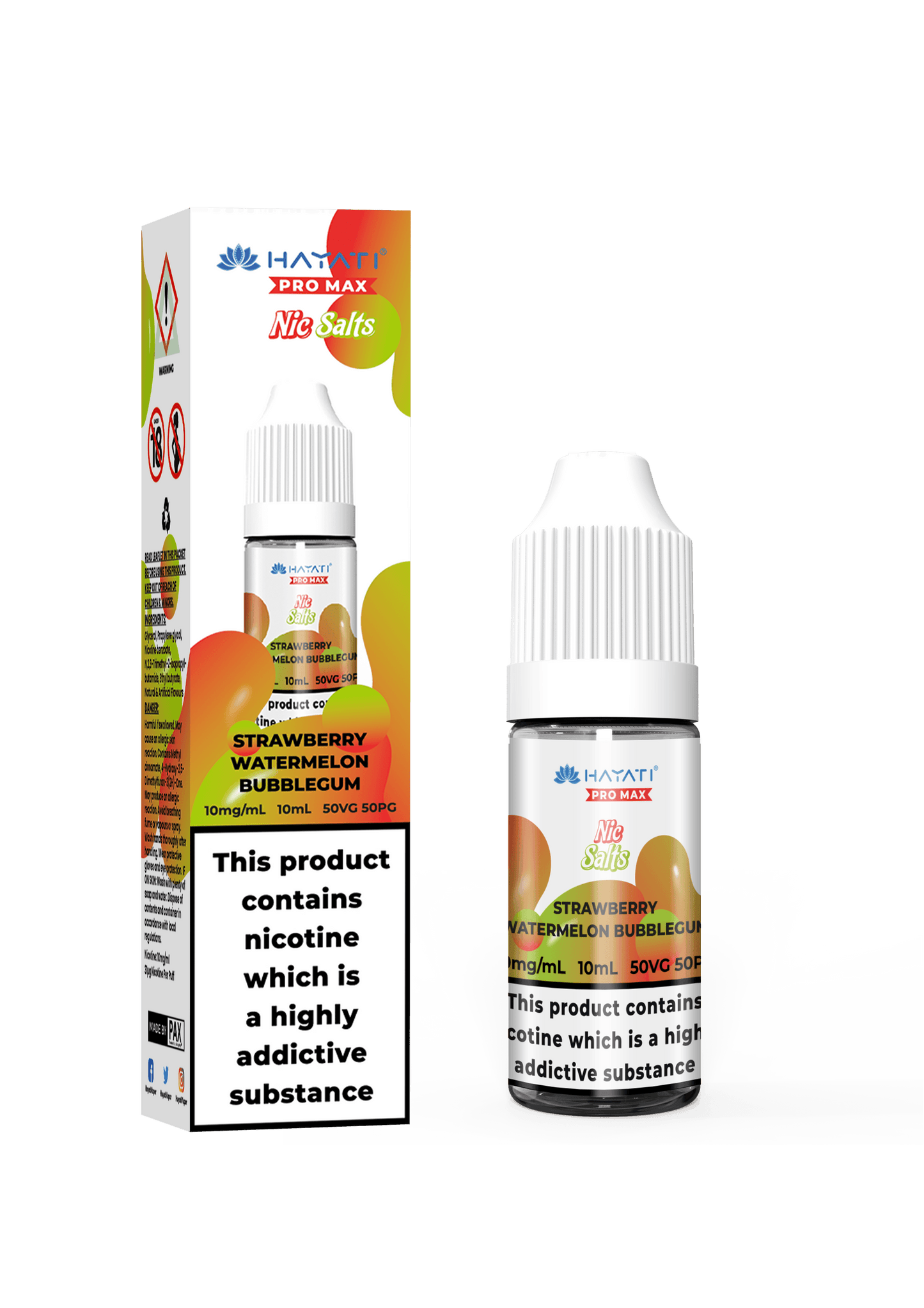 STRAWBERRY WATERMELON BUBBLEGUM 10ML NIC SALT BY HAYATI PRO MAX 10MG(1%) | 20MG(2%) - Vapeslough