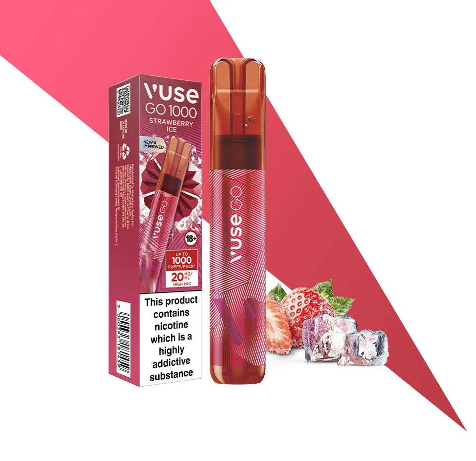 STRAWBERRY ICE DISPOSABLE VAPE BY VUSE GO 1000 - 10MG | 20MG