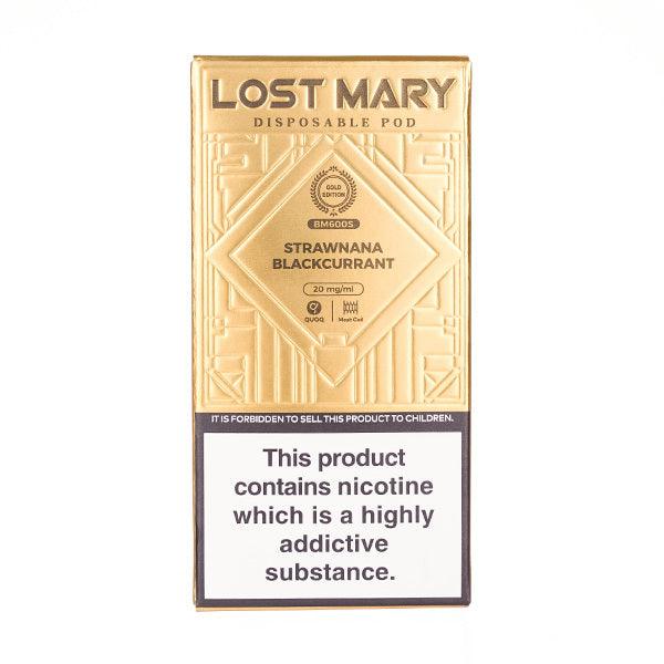 STRAWNANA BLACKCURRANT - LOST MARY BM600S GOLD EDITION DISPOSABLE VAPE - Vapeslough