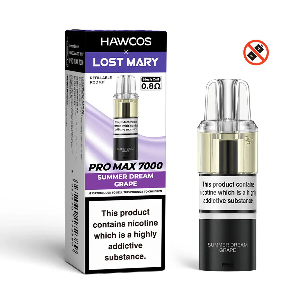 Summer Dream Grape - Hawcos x Lost Mary Pro Max 7000 Prefilled Pod + Refill Container - Vapeslough