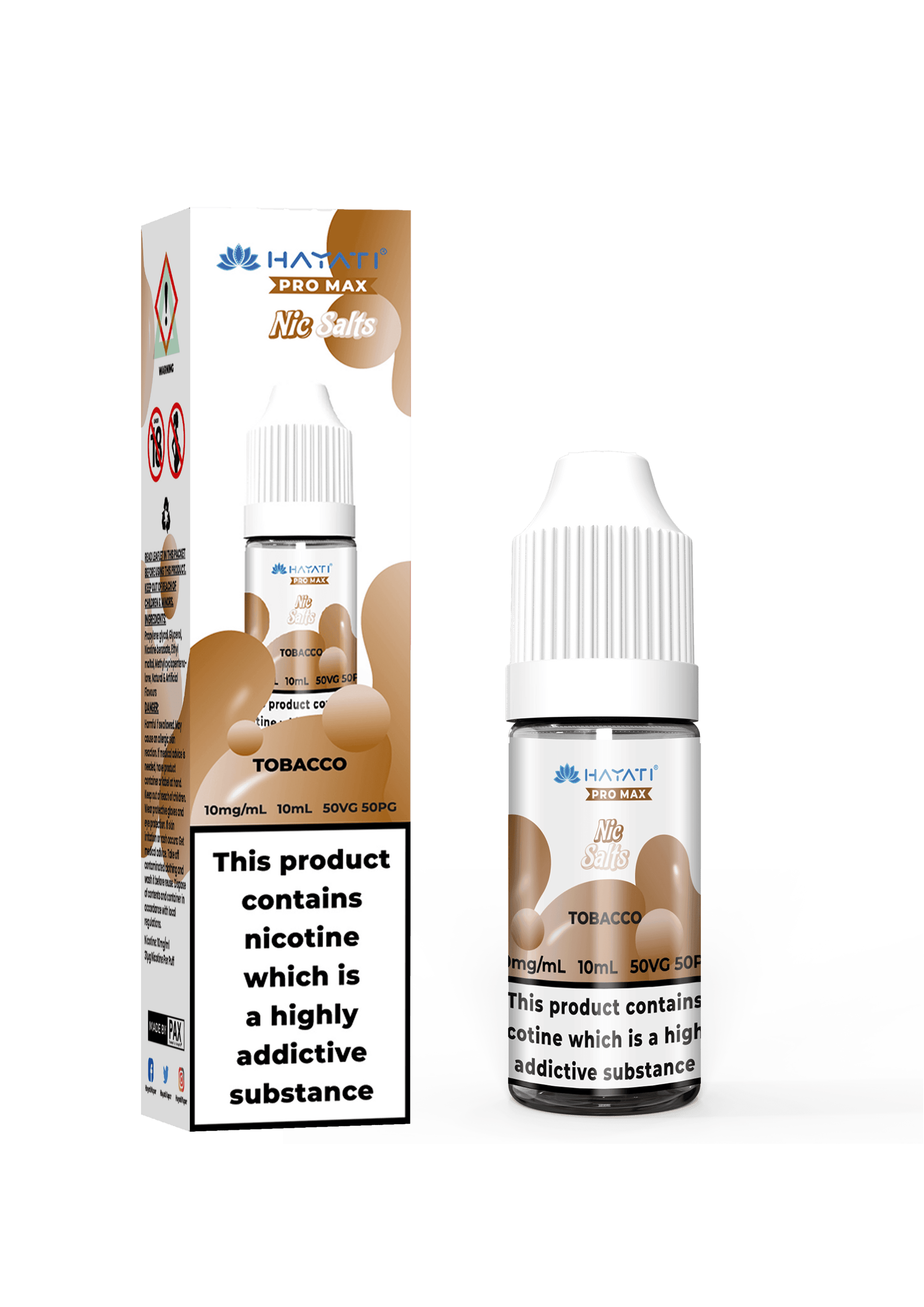 TOBACCO 10ML NIC SALT BY HAYATI PRO MAX 10MG(1%) | 20MG(2%) - Vapeslough