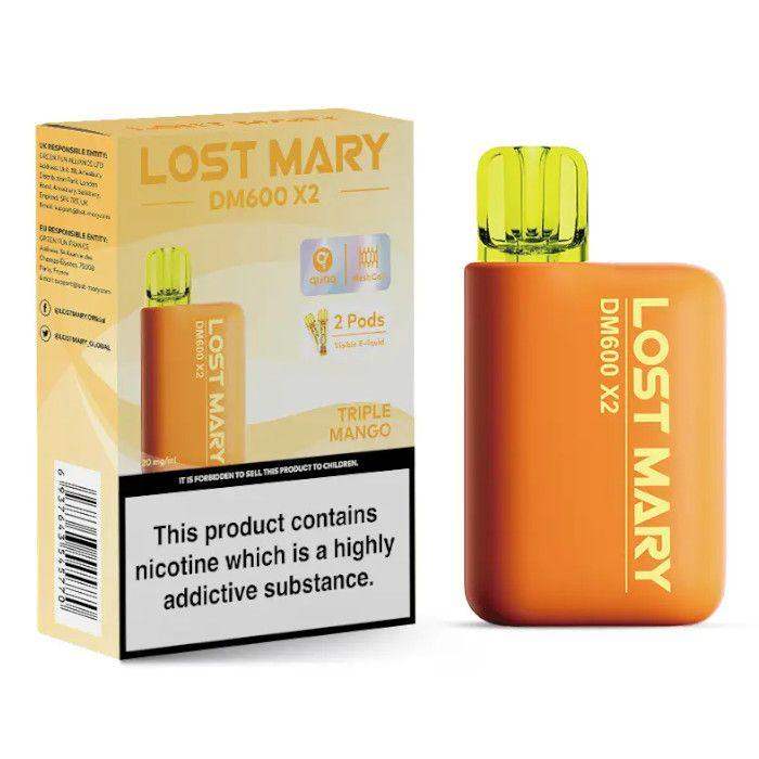 TRIPLE MANGO - LOST MARY DM600 X2 DISPOSABLE VAPE BY LOST MARY - 2% (20MG) - Vapeslough