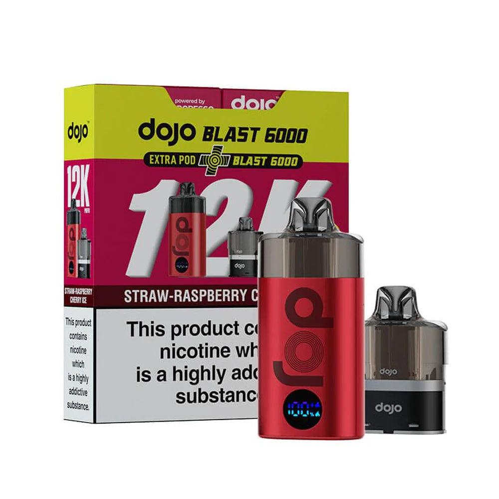 STRAW-RASPBERRY CHERRY ICE - VAPORESSO DOJO BLAST 12K VAPE KIT - 20MG(2%)