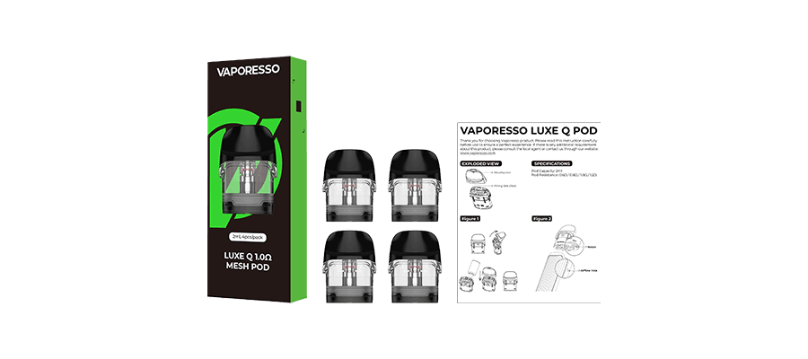 VAPORESSO LUXE Q2 QS & Q COREX REPLACEMENT PODS - PACK OF 4 - Vapeslough